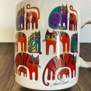 Vintage 80s Laurel Burch Cat Mug Gold Metallic Accents Made in Japan